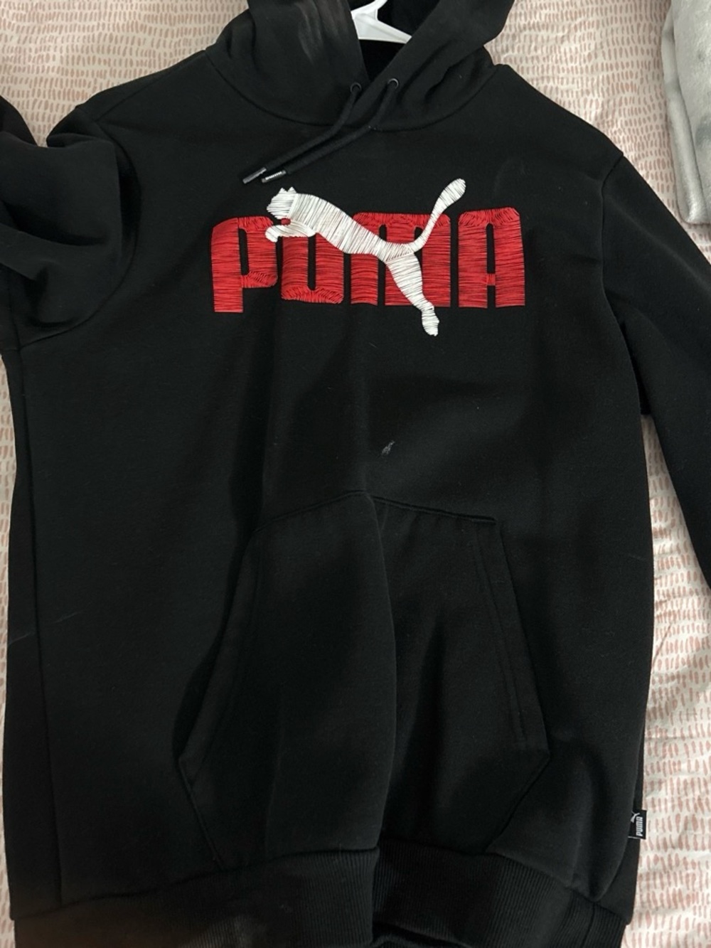 Puma Black Crewneck Hoodie with Red Logo and White Puma